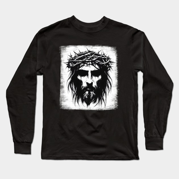 Jesus Christ Silhouette Long Sleeve T-Shirt by MetalByte